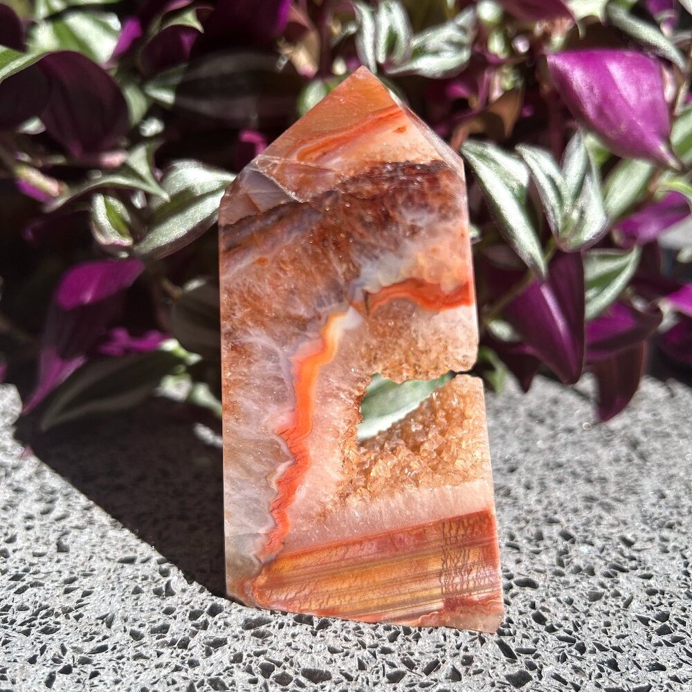 Carnelian Agate Tower with Druzy Pocket